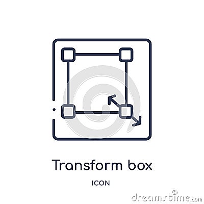 Linear transform box icon from Edit outline collection. Thin line transform box vector isolated on white background. transform box Vector Illustration