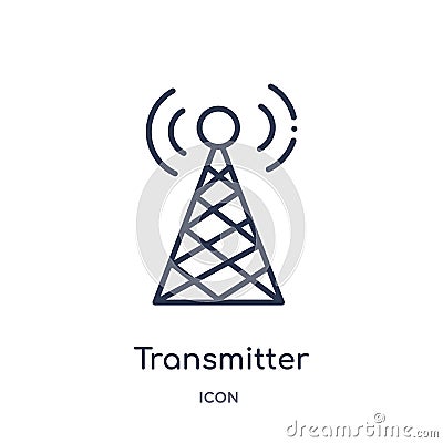Linear transmitter icon from Comunation outline collection. Thin line transmitter vector isolated on white background. transmitter Vector Illustration