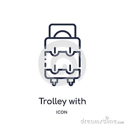 Linear trolley with luggage icon from Airport terminal outline collection. Thin line trolley with luggage vector isolated on white Vector Illustration