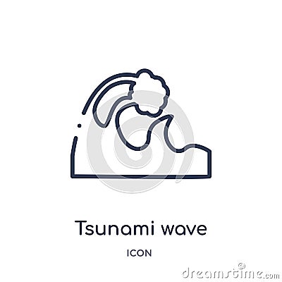 Linear tsunami wave icon from Meteorology outline collection. Thin line tsunami wave icon isolated on white background. tsunami Vector Illustration