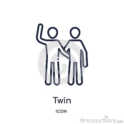 Linear twin icon from Family relations outline collection. Thin line twin vector isolated on white background. twin trendy Vector Illustration