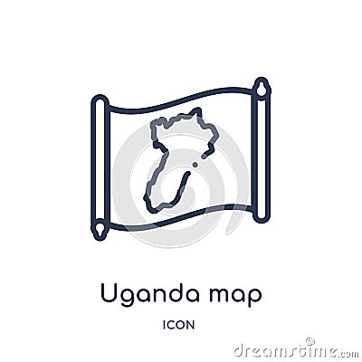 Linear uganda map icon from Countrymaps outline collection. Thin line uganda map vector isolated on white background. uganda map Vector Illustration