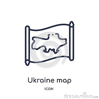 Linear ukraine map icon from Countrymaps outline collection. Thin line ukraine map vector isolated on white background. ukraine Vector Illustration