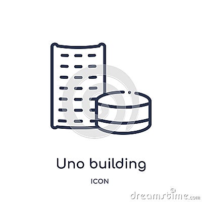 Linear uno building icon from Buildings outline collection. Thin line uno building vector isolated on white background. uno Vector Illustration