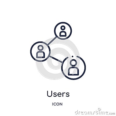 Linear users interconnected icon from Business and analytics outline collection. Thin line users interconnected vector isolated on Vector Illustration