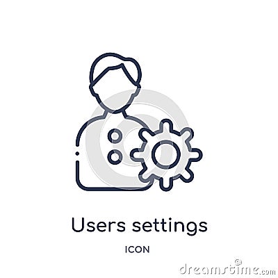 Linear users settings icon from Education outline collection. Thin line users settings vector isolated on white background. users Vector Illustration