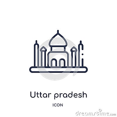 Linear uttar pradesh icon from India outline collection. Thin line uttar pradesh icon isolated on white background. uttar pradesh Vector Illustration