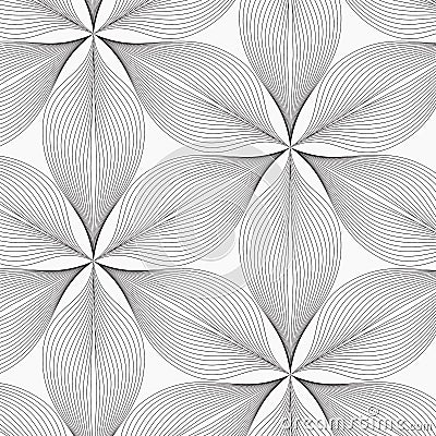 Linear vector pattern, repeating abstract leaves, gray line of leaf or flower, floral. graphic clean design for fabric, event Vector Illustration