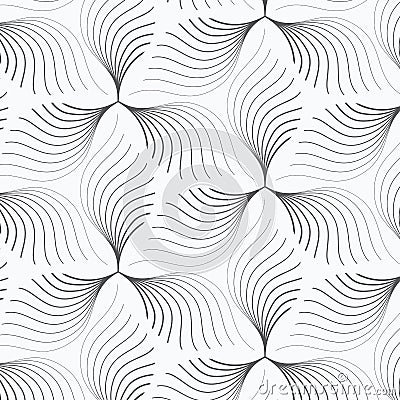 Linear vector pattern, repeating abstract leaves, gray line of leaf or flower, floral. graphic clean design for fabric, event Vector Illustration