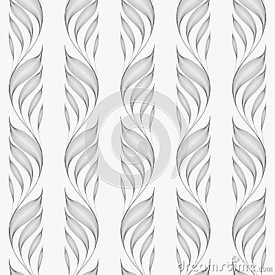 Linear vector pattern, repeating abstract leaves, gray line of leaf or flower, floral. graphic clean design for fabric, event, Vector Illustration