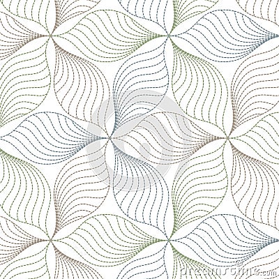 Linear vector pattern, repeating abstract leaves, line of leaf or flower, floral. graphic clean design for fabric, event Vector Illustration