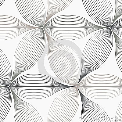 Linear vector pattern, repeating abstract a linear leaf each circling on hexagon shape. Vector Illustration