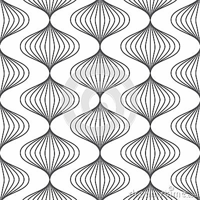 Linear vector pattern, repeating linear abstract leaves on garland. Vector Illustration