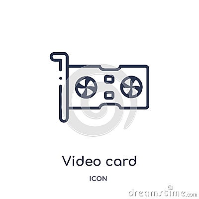 Linear video card icon from Electronic devices outline collection. Thin line video card vector isolated on white background. video Vector Illustration