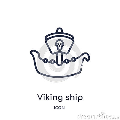 Linear viking ship icon from History outline collection. Thin line viking ship icon isolated on white background. viking ship Vector Illustration