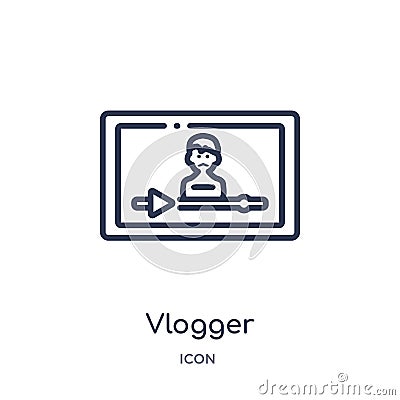 Linear vlogger icon from Blogger and influencer outline collection. Thin line vlogger vector isolated on white background. vlogger Vector Illustration