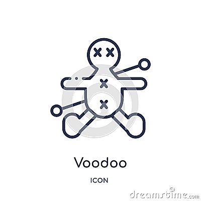 Linear voodoo icon from Magic outline collection. Thin line voodoo icon isolated on white background. voodoo trendy illustration Vector Illustration