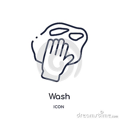 Linear wash icon from Cleaning outline collection. Thin line wash vector isolated on white background. wash trendy illustration Vector Illustration