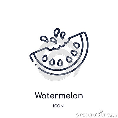 Linear watermelon icon from Fruits outline collection. Thin line watermelon icon isolated on white background. watermelon trendy Vector Illustration