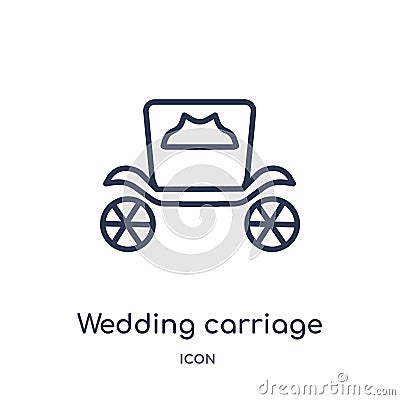 Linear wedding carriage icon from Birthday party outline collection. Thin line wedding carriage vector isolated on white Vector Illustration