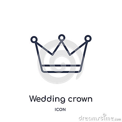 Linear wedding crown icon from Birthday party outline collection. Thin line wedding crown vector isolated on white background. Vector Illustration