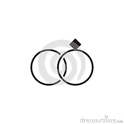 Linear wedding rings icon. Vector Vector Illustration