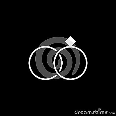 Linear wedding rings icon. Vector Vector Illustration