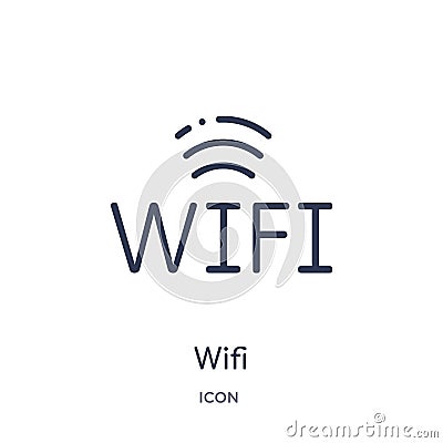 Linear wifi icon from Internet security outline collection. Thin line wifi icon isolated on white background. wifi trendy Vector Illustration