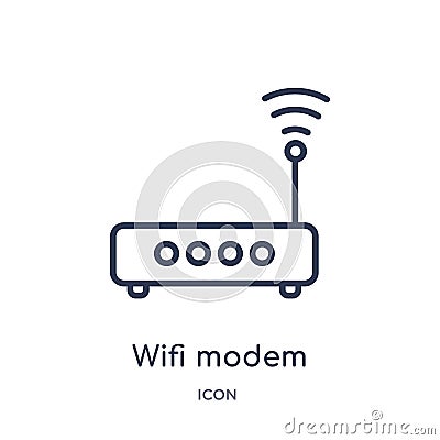 Linear wifi modem icon from Electronic stuff fill outline collection. Thin line wifi modem vector isolated on white background. Vector Illustration