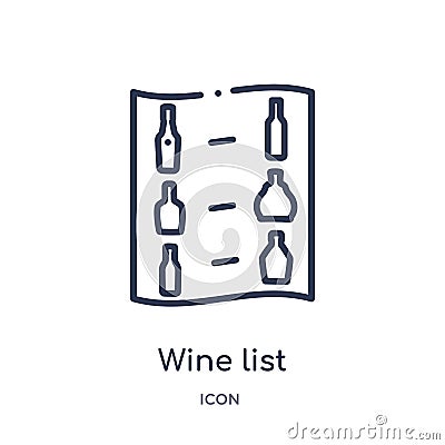Linear wine list icon from Drinks outline collection. Thin line wine list vector isolated on white background. wine list trendy Vector Illustration