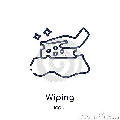 Linear wiping icon from Cleaning outline collection. Thin line wiping vector isolated on white background. wiping trendy Vector Illustration
