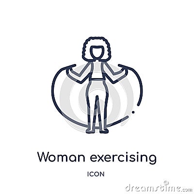 Linear woman exercising icon from Ladies outline collection. Thin line woman exercising icon isolated on white background. woman Vector Illustration