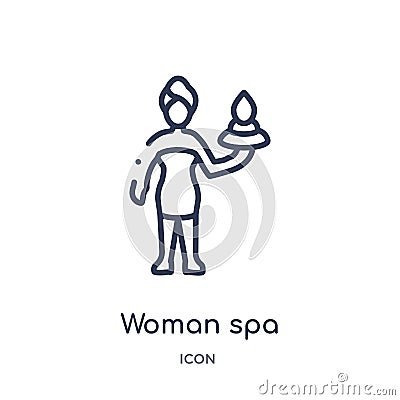Linear woman spa icon from Ladies outline collection. Thin line woman spa icon isolated on white background. woman spa trendy Vector Illustration