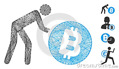 Linear Worker Roll Bitcoin Vector Mesh Stock Photo