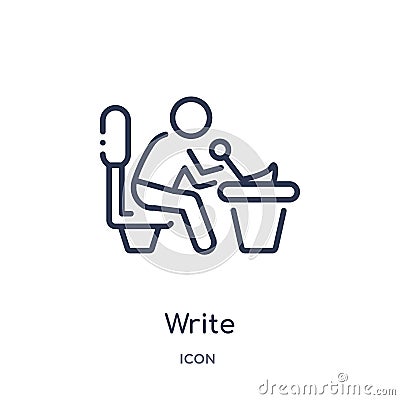 Linear write icon from Free time outline collection. Thin line write vector isolated on white background. write trendy Vector Illustration