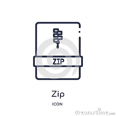 Linear zip icon from File type outline collection. Thin line zip vector isolated on white background. zip trendy illustration Vector Illustration