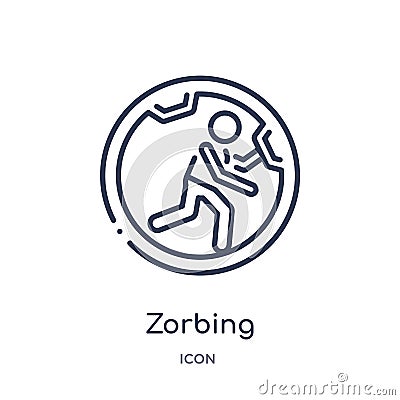 Linear zorbing icon from Free time outline collection. Thin line zorbing vector isolated on white background. zorbing trendy Vector Illustration