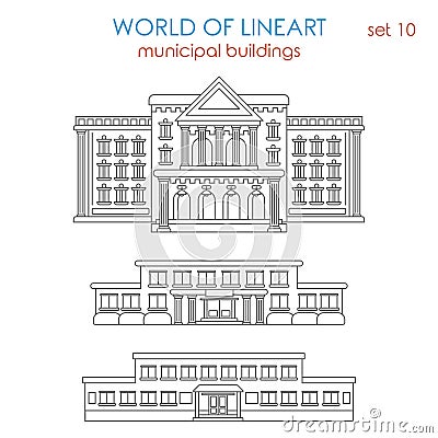 Lineart architecture public municipal building government school Vector Illustration