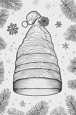 Lineart drawing of a christmas hat on a white background Stock Photo