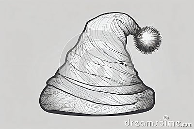 Lineart drawing of a christmas hat on a white background Stock Photo