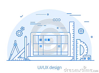 Lineart Flat UI/UX interface design web site Vector Illustration