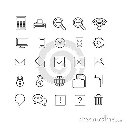 Lineart vector flat web site mobile interface app icons Vector Illustration