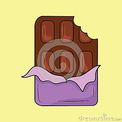 Chocolate bar with squares colored line icon, simple sweets food vector illustration Cartoon Illustration
