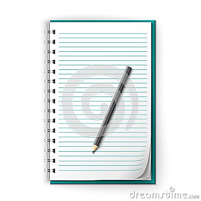 Lined notepad and pencil Vector Illustration