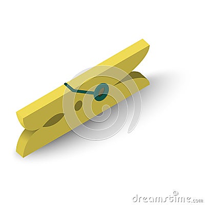 Linen clothespin icon, isometric style Vector Illustration