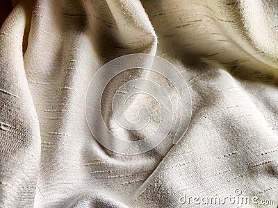 linen crumpled crumpled speckled fabric background. Jute, abstract woven fabric texture Stock Photo