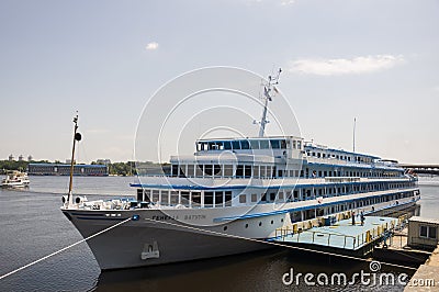 Liner named General Vatutin on the Dnipro river in Kiev city Editorial Stock Photo