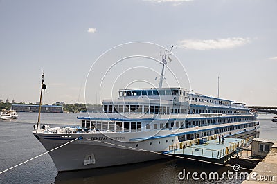 Liner named General Vatutin on the Dnipro river in Kiev city Editorial Stock Photo