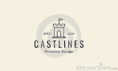 Lines castle kingdom simple hipster logo symbol vector icon illustration graphic design Vector Illustration