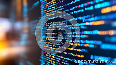 Lines of Colorful Programming Code, Abstract Tech Background. Software Development Concept. Stock Photo